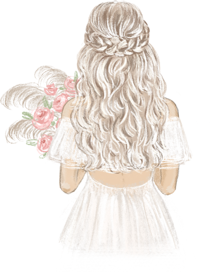 Backview of a Boho Bride